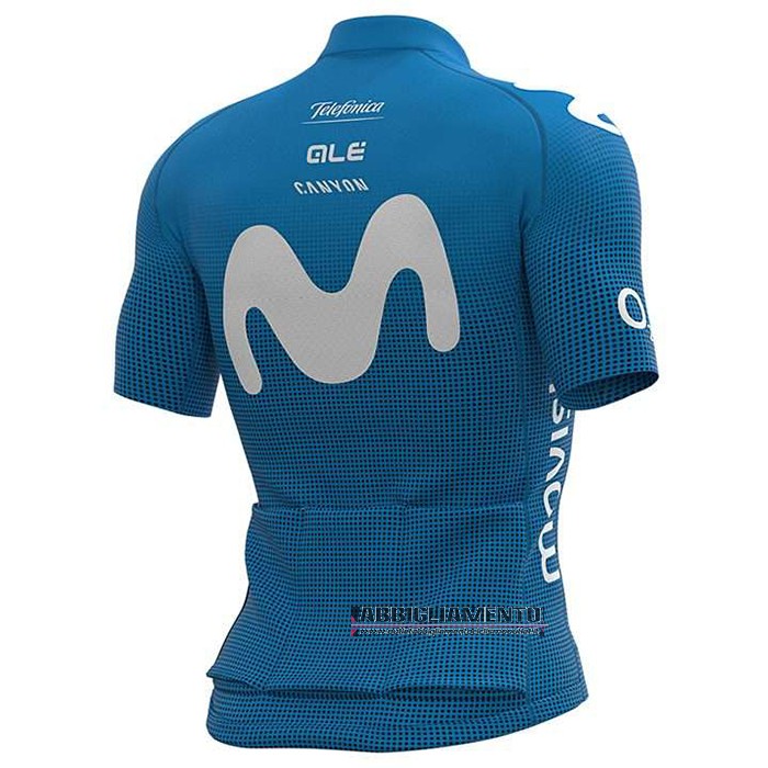 Abbigliamento Movistar 2020 Manica Corta e Pantaloncino Con Bretelle Bianco Blu - Clicca l'immagine per chiudere